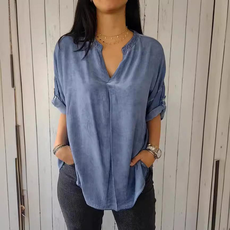 Blusa Casual Respirável Gola V Top [PAGUE 2 E LEVE 4]